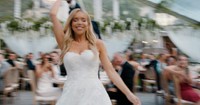 bride twirling with blurred background