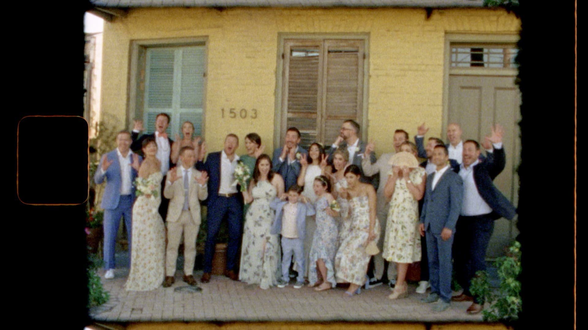 wedding party standing outside historic race and religious in new orleans