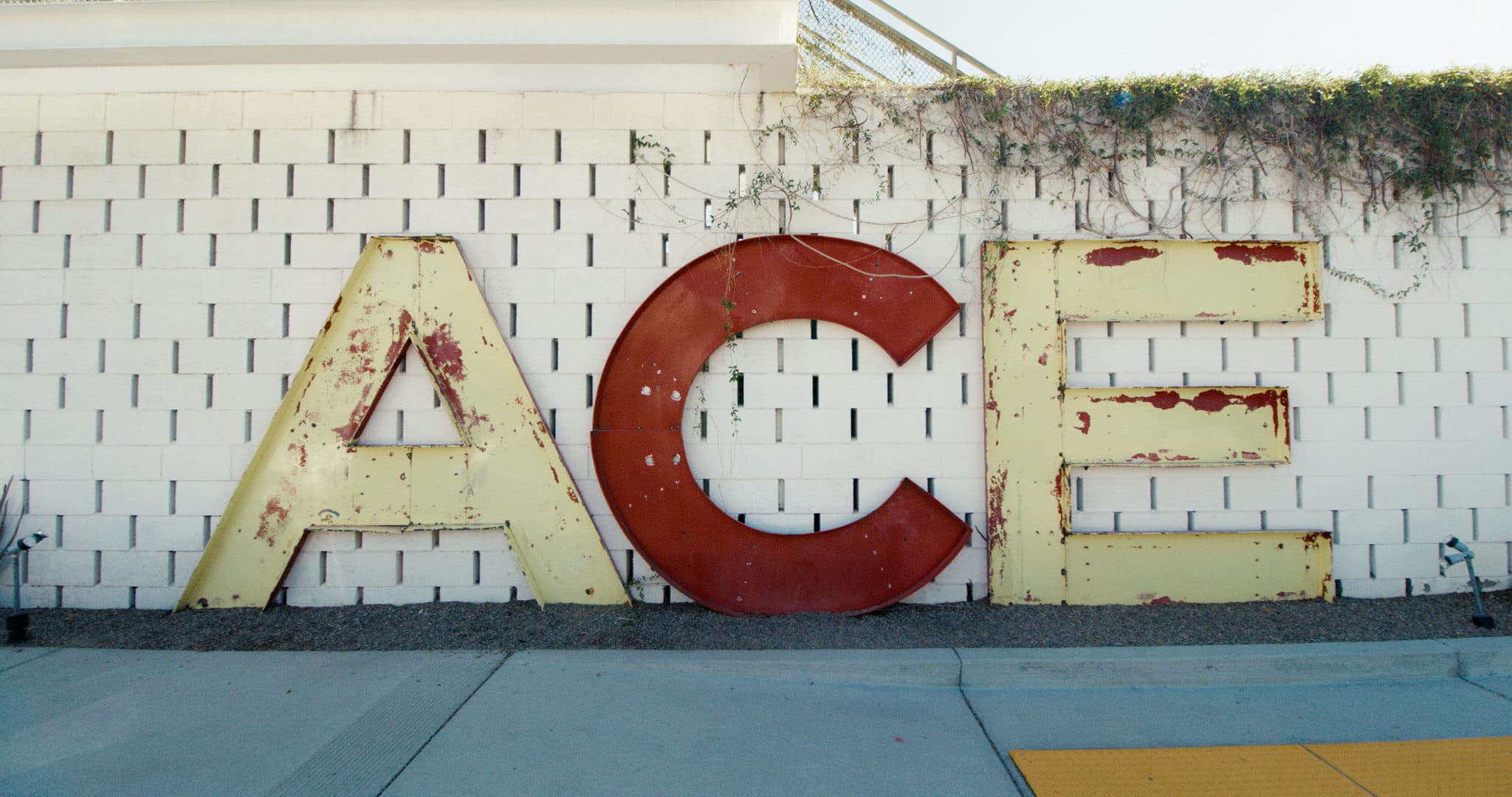 metal signage at ace hotel palm spring