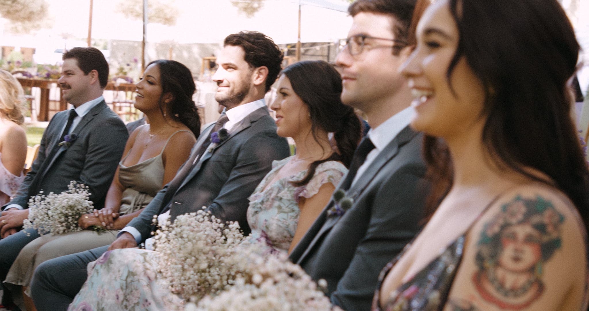 wedding guests during emotional wedding ceremony