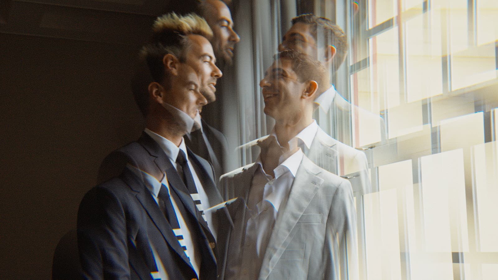 portrait of gay couple with a kaleidoscope effect