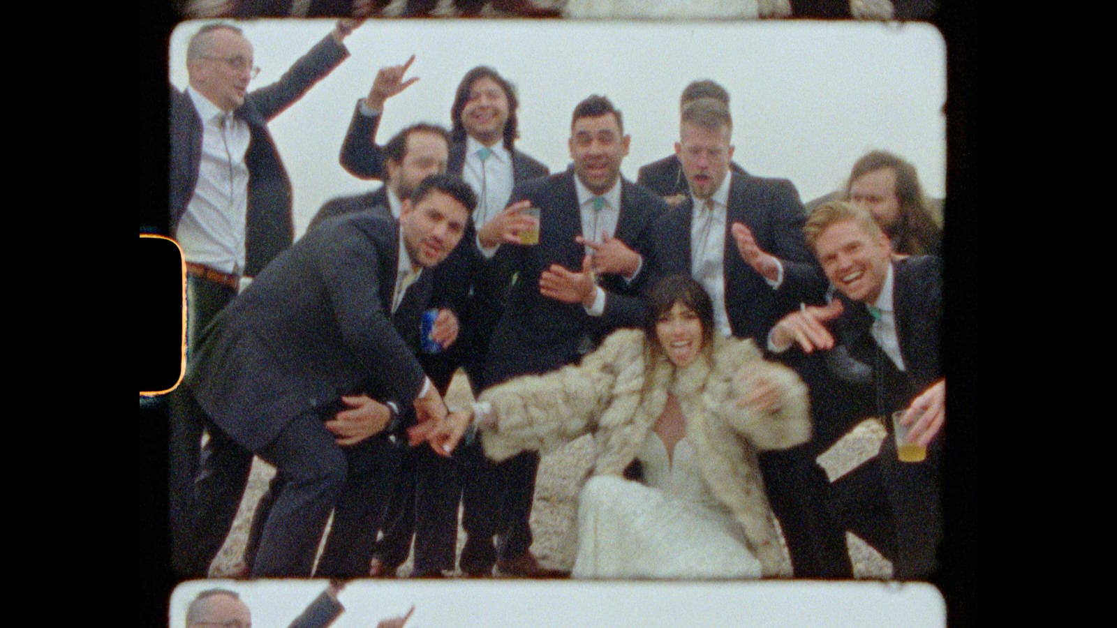 super 8mm film still of wedding party dancing at camino real ranch