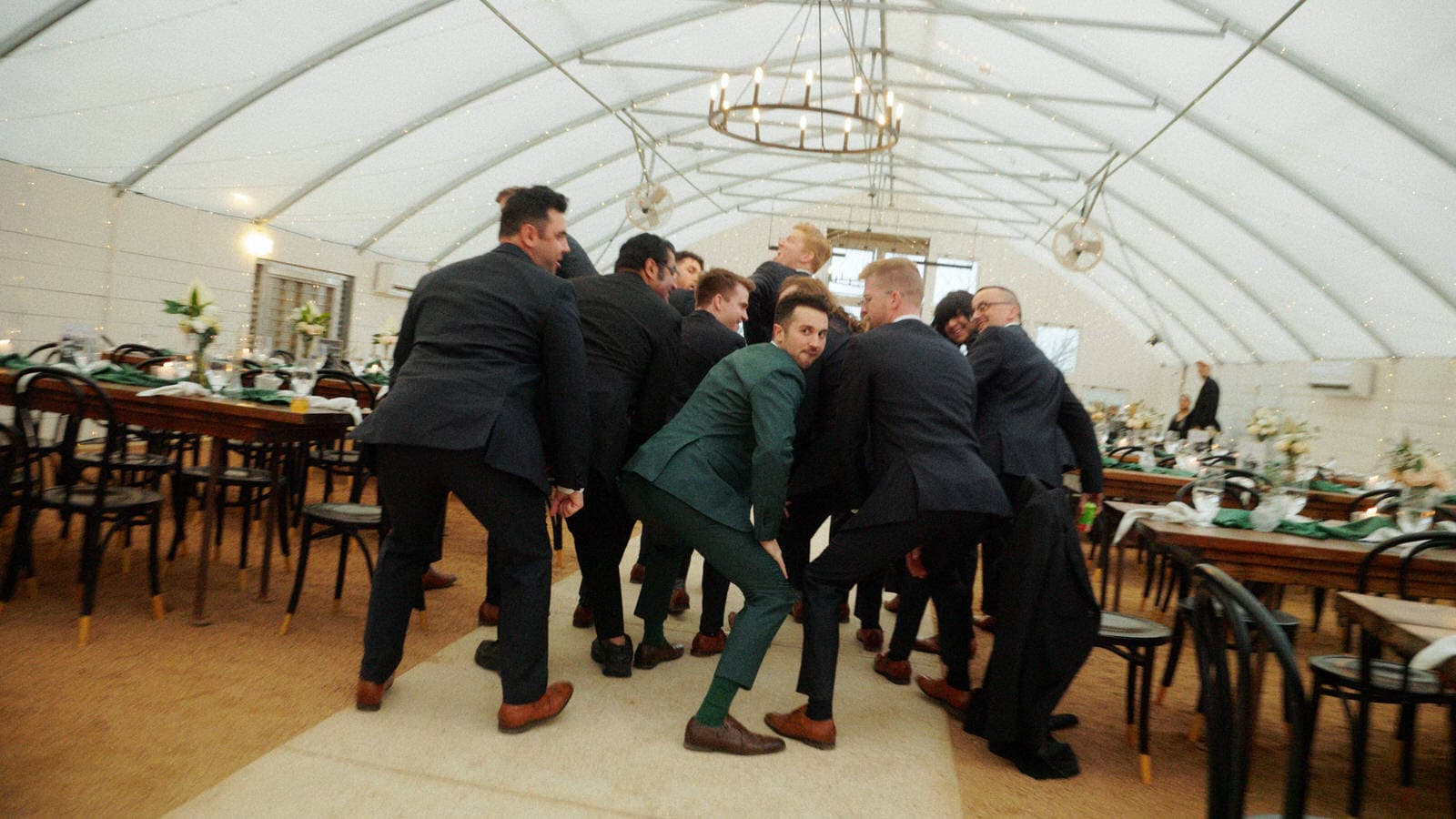 wedding party dancing at camino real ranch