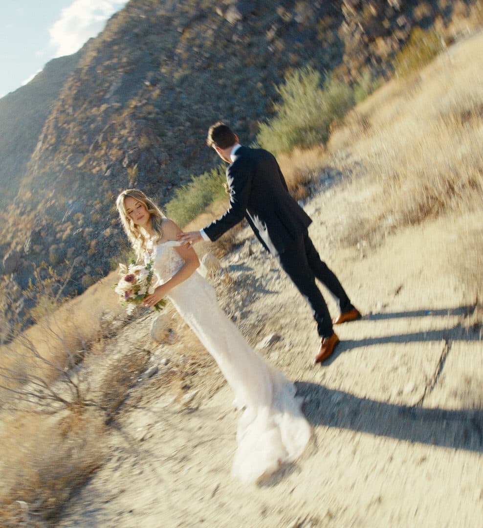wedding couple getting married in palm springs